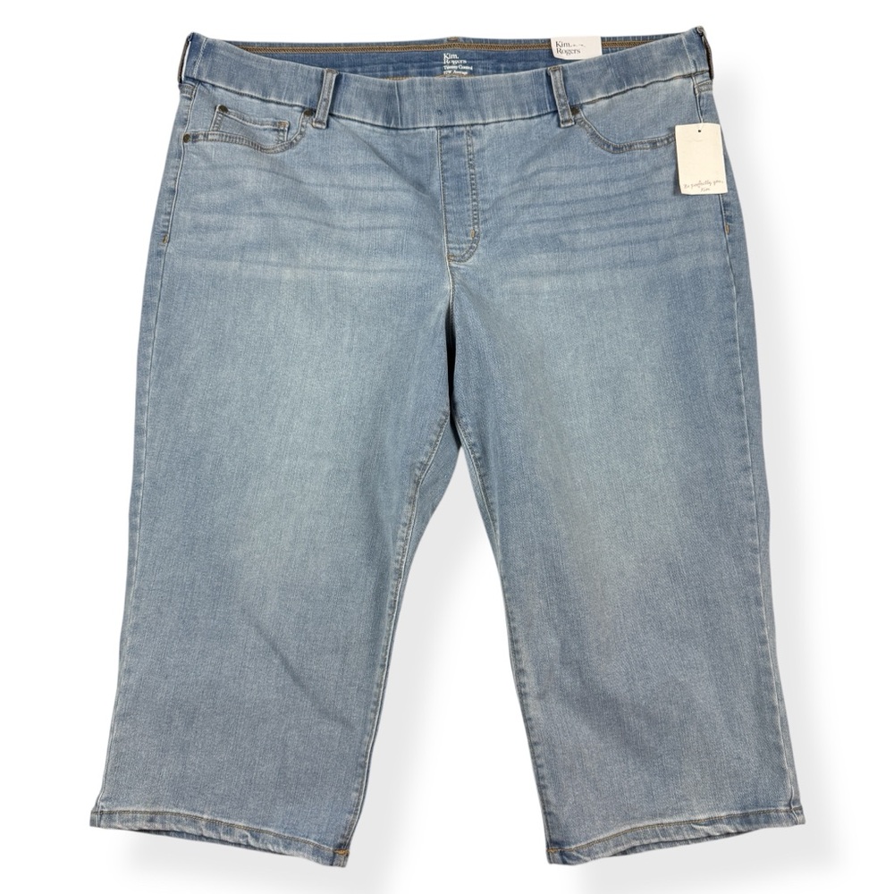 Kim Rogers Pull On Denim Capri Cropped Pants‎ Womens 22W Eden Wash Tummy Control